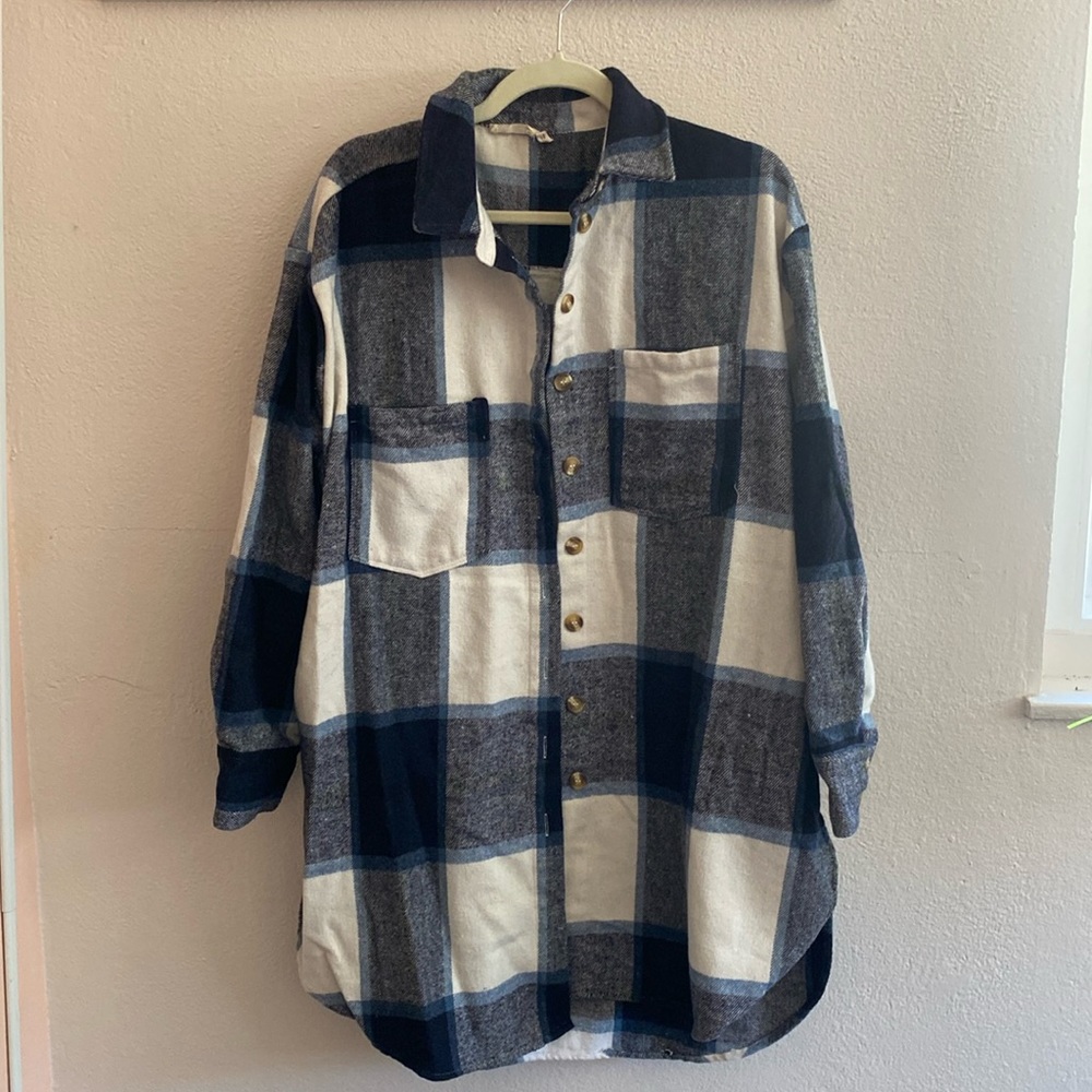 Millibon Flannel navy and white jacket Shacket XL